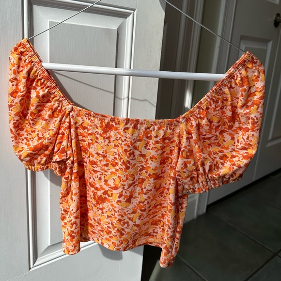 Orange Tie Short Sleeve Shirt - Size Small - Picture 2 of 2